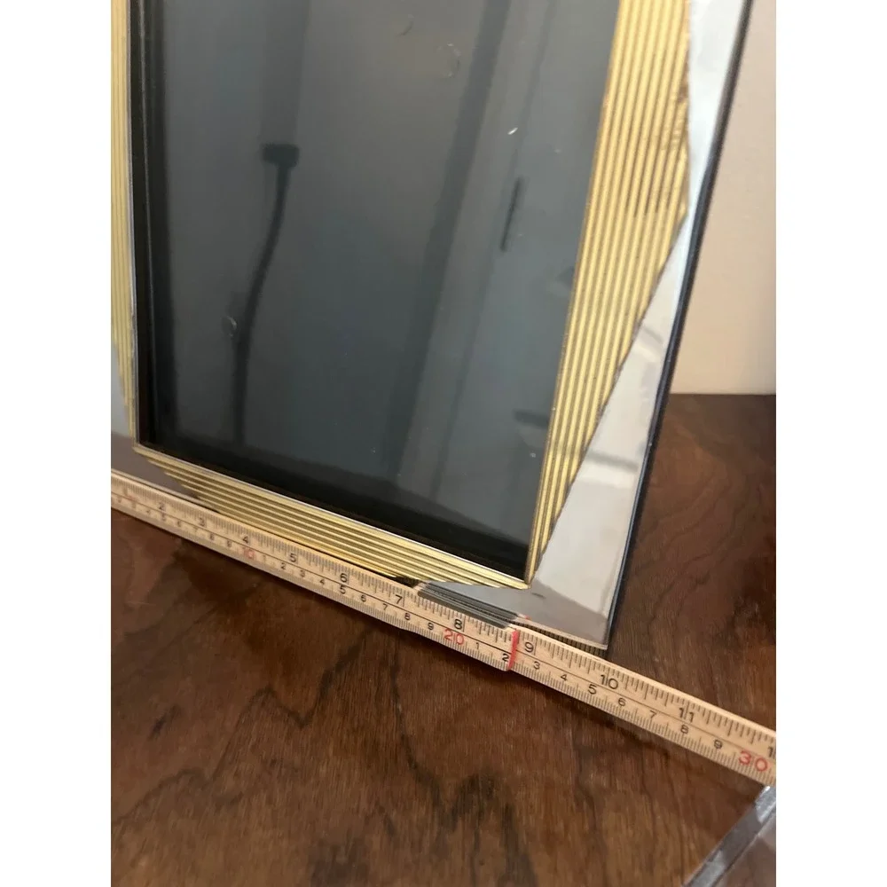Vintage Art Deco Style Mixed Metal Picture Frame Silver Gold Tone 8x10 Geometric